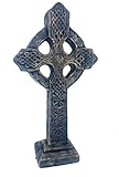 Solid Rock Stoneworks Cross on Base Decorative Stone Statue 16in Tall Autumn Brown Color