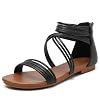 youngshow Women's Gladiator Sandals, Criss-Cross Strappy Flat Sandals with Back Zipper, Open Toe Bohemian Summer Casual Shoes for Beach Travel