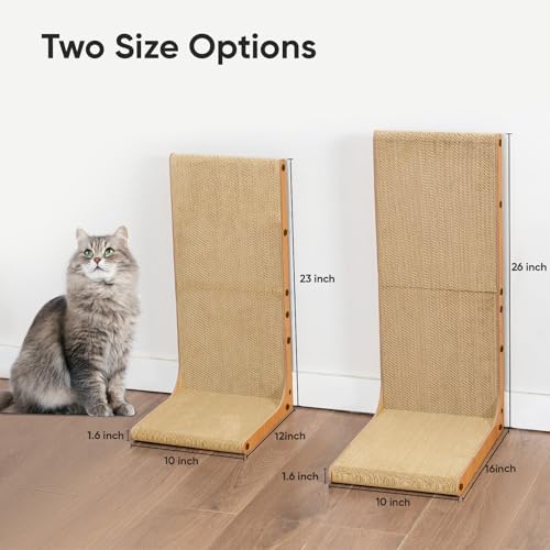 Image of Cat Scratcher, 23 inch L Shape Cat Scratching Pad for Indoor Cats, Durable Sustainable Cardboard Scratcher, Recyclable Vertical Cat Scratch Pad to Protect Furniture, Small
