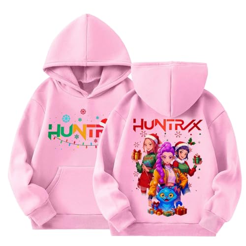 Merry Christmas D-Demons H-Hunters Hoodies Girls Vintage Y2k Xmas Pullover H-Hun trix H-Hun tr/X Hip Hop Funny Oversized Fashion Long Sleeve Xmas Hooded Sweatshirt Christmas Jumper for Kids Girls Boys
