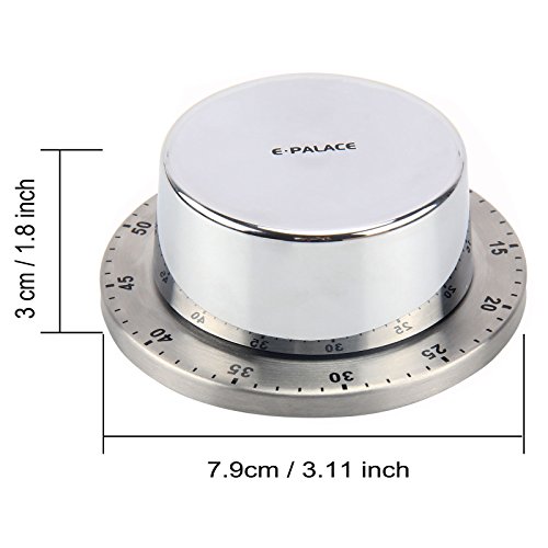 Kitchen Timer, 60 Minute Timer,Magnetic Loud Alarm,Mechanical Stainless Steel Cooking Timer (1Pack) #TOP3