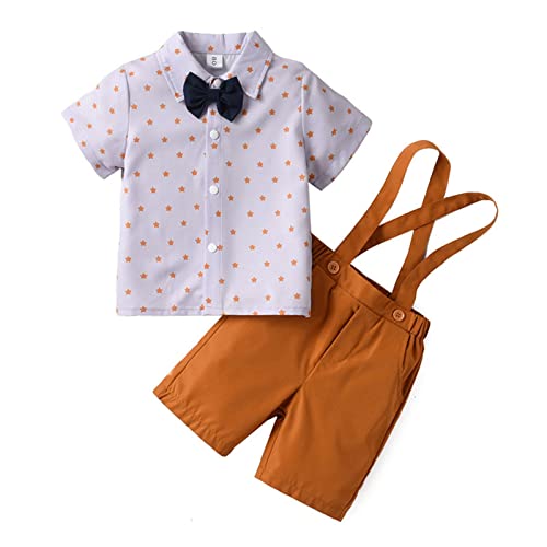 Vestido longo com botão para baixo Conjunto de roupas infantis para meninos Terno manga curta para h
