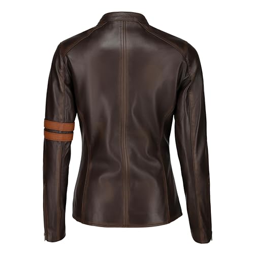 Jild Vintage Café Racer Genuine Leather Jacket Women - Distressed Leather Moto Biker Style Slim Fit Motorcycle Jacket Women2