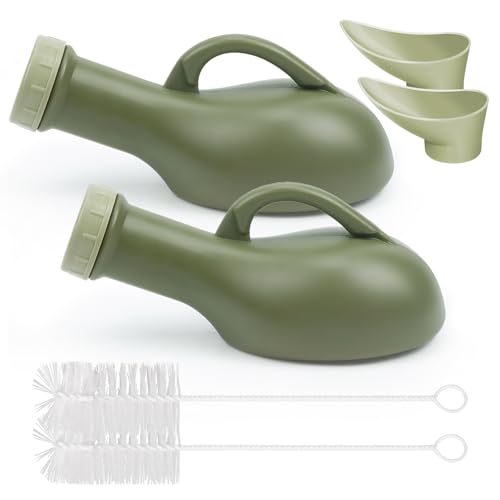 2 x Urine Bottles Male 1000ml Unisex Urinal Bottles for Men Women Portable Spill-Proof Female Pee Wee Containers with Screw for Bedridden and Elderly Car Travel Toilet Adult Kids Potty Night Pot WC