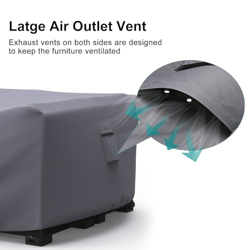 Image of Patio Furniture Set Cover Waterproof, Heavy Duty Funiture Covers for Outdoor Sectional Sofa Set Wicker Rattan Table Chair Rectangular,90 inchLx62 inchWx28 inchH,Grey