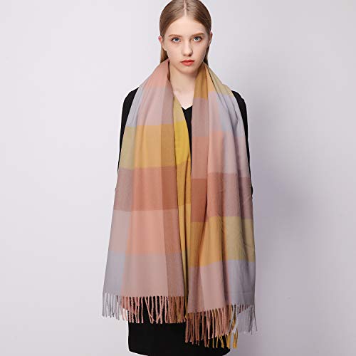 RIIQIICHY Plaid Scarfs for Women Fall Winter Scarves Pashmina Shawls and Wraps for Evening Dresses3