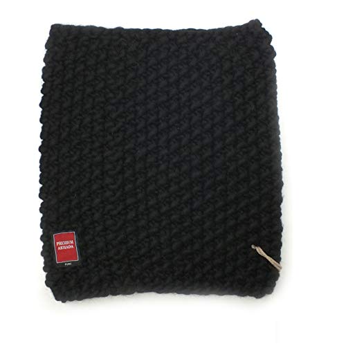 PREMIUMARMADA Bufanda de lana para mujer, 100 % lana, cálida, gruesa, para invierno, de punto Negro Talla única Cover