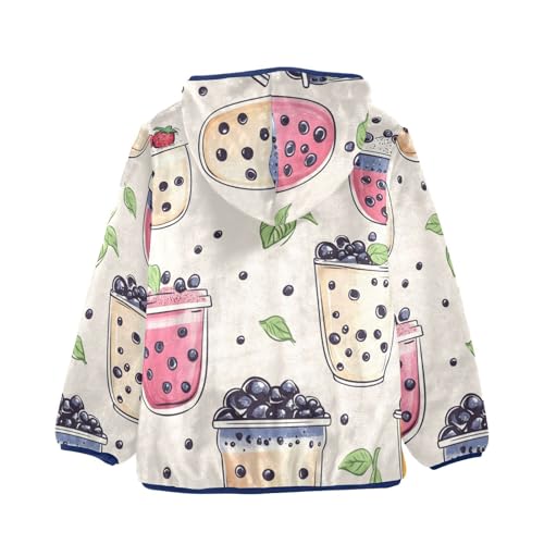 Bubble Tea Drinks Girls Fleece Jacket Girls Fall Jacket Girls Zip Up Hoodie Girls Sherpa Jacket 2-10T2