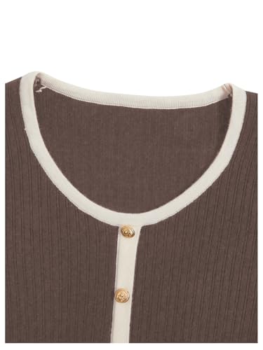 Image of Verdusa Women's Cropped Sweater Old Money Clothes Short Sleeve Lightweight Sweater Fall Trendy Knit Top