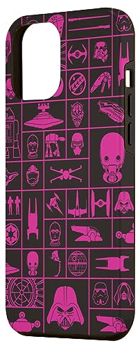 Coque iPhone 12 Pro Max Star Wars Galactic Grid Rose robuste pour protection de téléphone