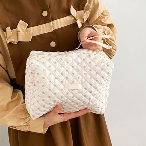 YSONG Makeup Cosmetic Bag,Cotton Large Travel Organizer Toiletry Bag for Women for Toiletries Accessories Brushes