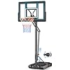 Asbest 44″ Portable Basketball Hoop Outdoor Instant Adjustment 5.58-10ft | Shatterproof Backboard Heavy-duty Steel Basketball Goal System for Driveway, Backyard, for All Ages