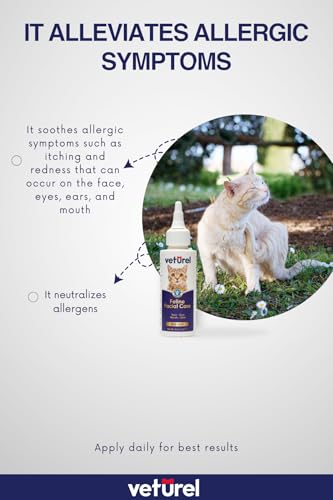 Image of Veturel Natural Feline Facial Care - Cat Tear Stains Remover - Cat Acne - May Help with Cat Chin Acne - Cat Chin Blackheads - Gentle Ear and Eye Care - May Soothe Skin - 3.4 oz.