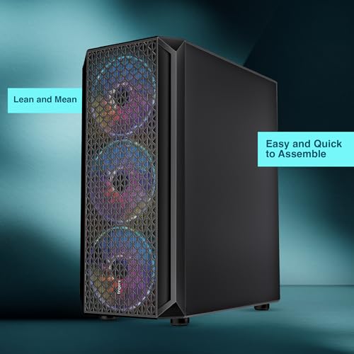 Image of FINGERS Commando-E14 Full ATX PC Cabinet with Dual Chamber Design, 4 Multi-Colour RGB Fans for High-Performance Cooling, Toughened Glass Side Panel, Magnetic Dust Filter, USB 3.0 Port