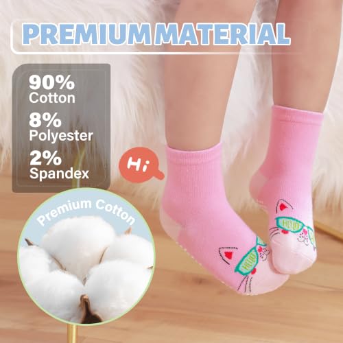 Image of ANTSANG Baby Girls Toddlers Grips Socks, Kids Unicorn Crew Cotton Socks