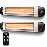 Mursche Heizstrahler Terrasse Infrarotheizung 2500W - Infrarot Strahler Outdoor mit Fernbedienung Elektrisch Wärmestrahler Wandmontage 3 Heizstufen Terrassenstrahler Aussen für Bad Balkon Garten 2ER