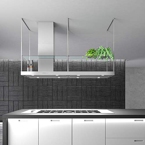 Image of Futuro Futuro Europe Series Island Mount Range Hood, Italian Stainless Steel Ceiling Chimney Hood with Perimeter Suction & Multi-Speed Blower (72 inch)