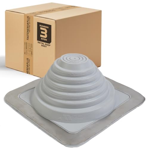Fasteners Plus #3 Square EPDM Metal Roof Pipe Flashing Boot