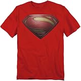Popfunk Superman Man of Steel Movie Shield Navy T Shirt (X-Large) Red