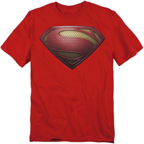 Popfunk Superman Man of Steel Movie Shield Navy T Shirt (XXXX-Large) Red