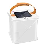 Rhino Valley Inflatable Solar Lantern, [4 Lighting Modes] Waterproof Camping Light Collapsible LED Flashlight, Rechargeable Lamp Solar Powered Light for Hiking Biking Patio Fishing Hunting - White