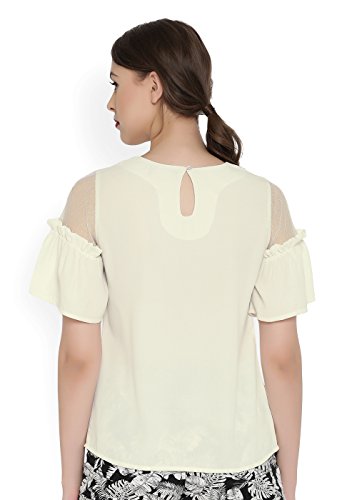 Image of RARE Women Blue Solid Cold Shoulder Top (EP2055)