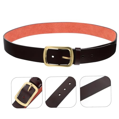 PartyKindom Vintage Style Men's Brown Belt Retro Buckle for Jeans and Casual Wear Adjustable Size for Occasions3