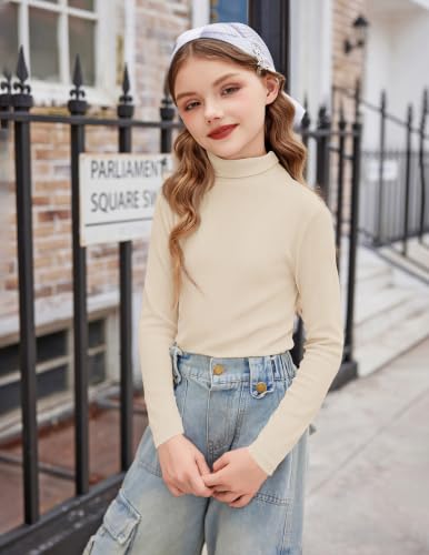 Image of Arshiner Girls Turtleneck Sweater Kids Long Sleeve Knit Pullover Tops