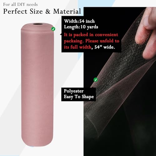 Image of Dusty Rose Tulle Fabric Rolls 54 Inch by 10 Yards Fabric Tulle Bolt for Wedding Decorations DIY Tutu Baby Shower Table Skirt Birthday Party Craft Supplies