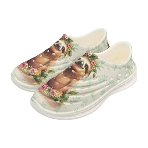 Pointodoor Sloth Floral Water Shoes for Kids Cute Beach Sport Swim Aqua Sneakers for Boys Girls Cute Clogs Animal Garden Shoes Lightweight