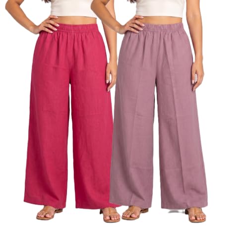 Image of Plaazo Women's Cotton Palazzo | Wide Leg Palazzo for Women | Soft Breathable High Waist Bottom Wear | Comfortable Casual, Office, Travel for Women