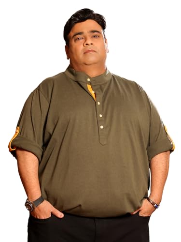 Image of Bigbanana Plus Size Men's Regular Fit Solid Henley Tshirt