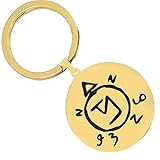 KOVEVE 2PCS Engraved Silver Stainless Steel Keychain Supernatural Symbol Angel Banishing Sigil Gold, Medium