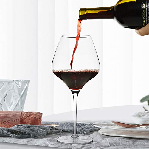 COYMOS Burgundy Wine Glasses 28 Oz, Large Red Wine Glasses Set of 4 - Lead-Free Crystal Clear Glass, Large Wine Glass, Long Stem Wine Glasses for Parties, Housewarming, Anniversaries, Christmas, etc