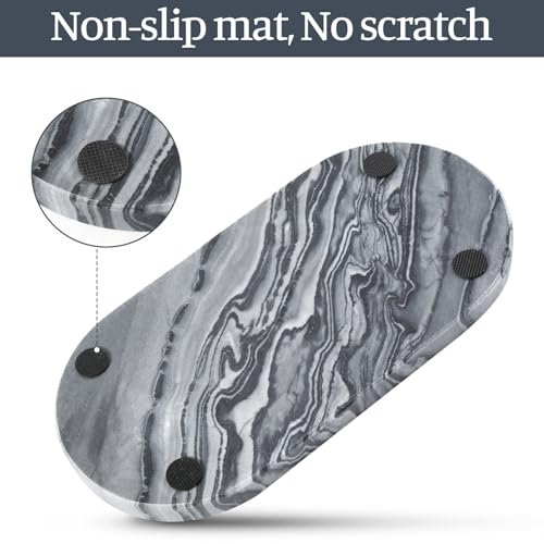 Image of Koville Natural Marble Tray, 12 inchx6 inch Decorative Tray for Countertop, Catchall for Perfume, Candles, Jewelry Dish Elephant Grey