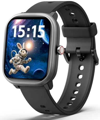 Roffnet Kids Smart Watch for Boys Girls, Fitness Tracker with Heart Rate Sleep Monitor, 1.83' Touchscreen with 12 Puzzle Games, Waterproof Activity Tracker Pedometer for Android iPhone (Black)