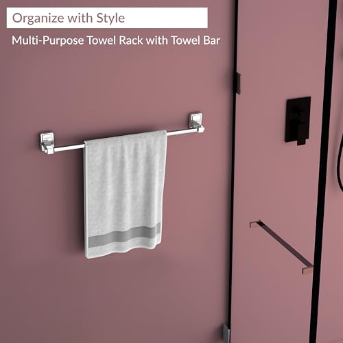 Image of Plantex (Primax) 304 Grade Stainless Steel 24 inch Towel Hanger /Holder for Bathroom /Single Towel Rod /Towel Bar /Towel Stand /Bathroom Accessories Pack of 1, Darcy (Chrome)