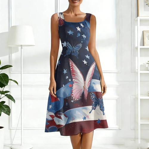 Robe été sans manches fluide à col carré pour vos valises de vacances - 3