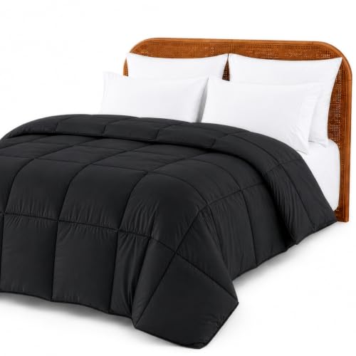Image of Modern Threads Comforter Duvet Insert, Reversible Quilted Down Alternative Comforter with Corner Tabs, All Season Bedding, Twin, Black