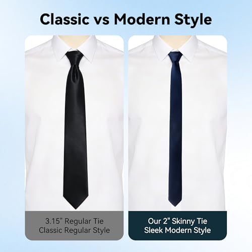 Image of Skinny Tie Men Women 2 inch (5CM) Slim Necktie Solid Thin Ties Formal