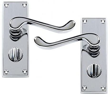 Golden Grace Victorian Scroll Privacy Premium Door Handles in Polished Chrome Finish, Classic Interior Doors Hardware - 120mm x 40mm โ image 1