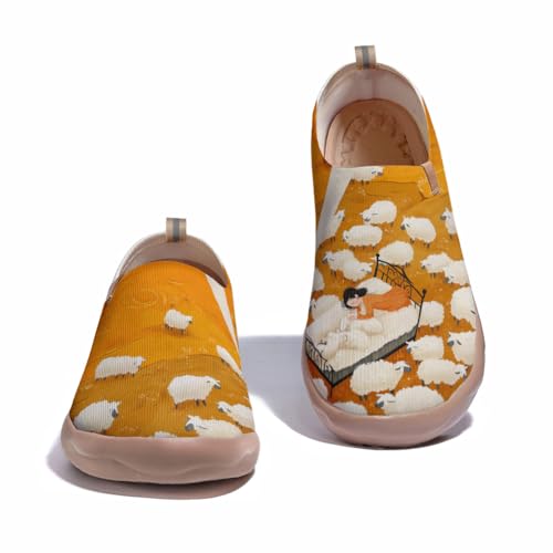 Art Fashion Women Sneaker Slip On Knit Painted Loafers Walking Travel Shoes