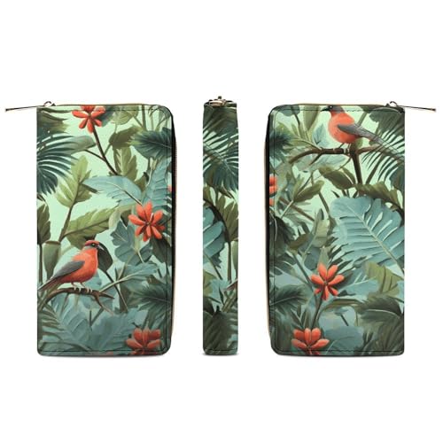 Womens Leather Wallets Tropical Plants Wallet for Women Large Capacity Card Phone Holder Ladies Purse3