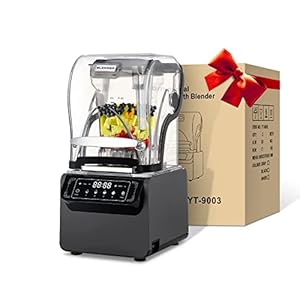 WantJoin Professional Plus Commercial Blender with Soundproof Shield & Jar (72 oz), Quietest Professional-Grade Power, Auto Touch Slider, Self-Cleaning,Grey