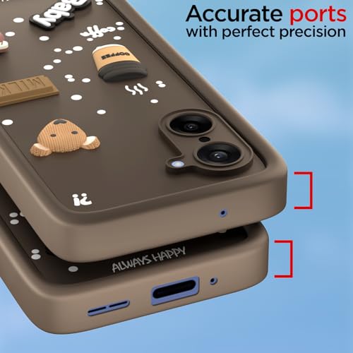 Image of Pikkme Back Cover for Oneplus Nord CE 5 5G | 3D Bear Silicone Cute & Fun Coffee Cartoon | Full Body Protection Bumper Case (Brown)
