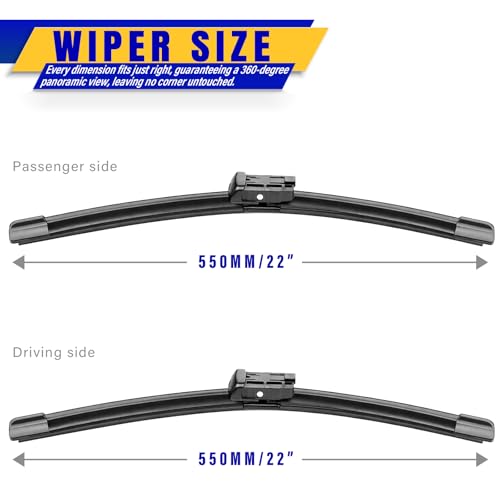 Image of 22 inch 22 inch Front Windshield Wiper blades Replacement for Chevrolet Silverado 1500 /2500 HD /3500 HD 2014-2018 GMC 1500 /2500 HD /3500 HD 2014-2018,Premium All-Season Replacement Automotive Windshield Wipers