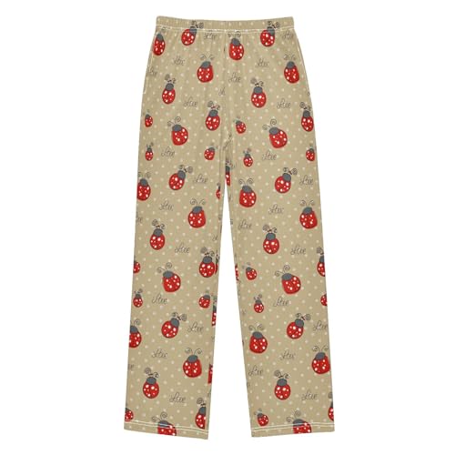 Ladybug Love Boys Long Pants Soft Trousers Elastic Waist Kids Lounge Bottoms with Pockets S-XL