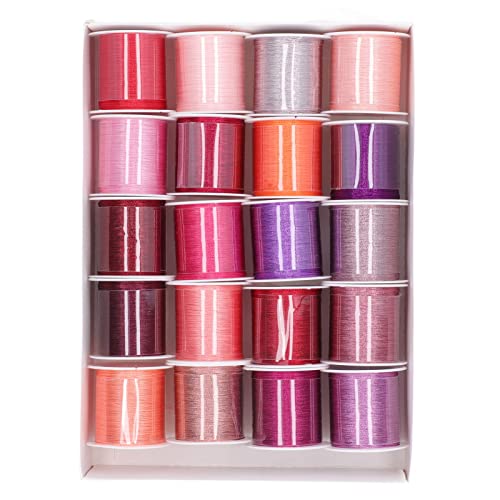 20 hilos de bordar, juego de hilos de coser, hilo de poliéster de la serie de color rosa para manualidades, 3 acciones de 110 yardas cada una, hilo de coser a máquina con efecto