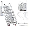 Wall-Mounted Folding Stairs for Attic, Outdoor Attic Ladder Pull Down System, Retractable Loft Ladder with Armrests Handle, 12 Pedals Steps Ladder Extension Staircase Up to 600lbs (White, 12 Steps)