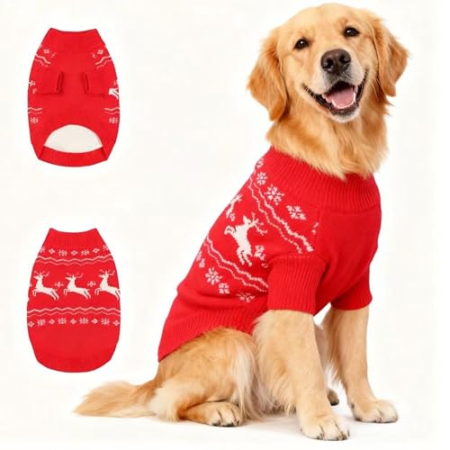 Image of Christmas Dog Sweaters for Small Medium Large Dogs Classic Turtleneck Holiday Xmas Pet Clothes Cozy Stretchy Sweater for Chihuahua, Bulldog, Dachshund, Pug XX-Large